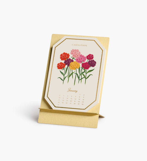 2027 Brass Easel Desk Calendar - Birth Month