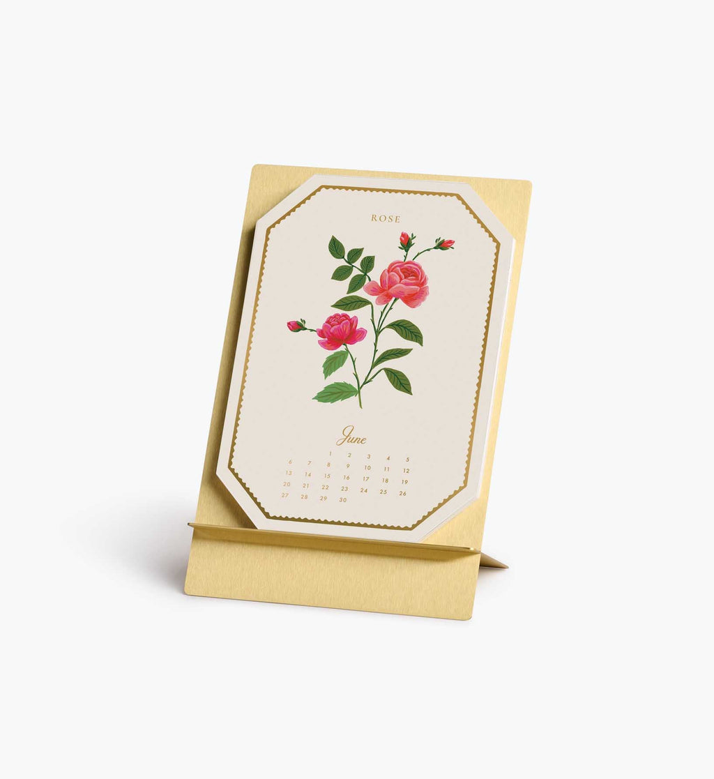 2027 Brass Easel Desk Calendar - Birth Month