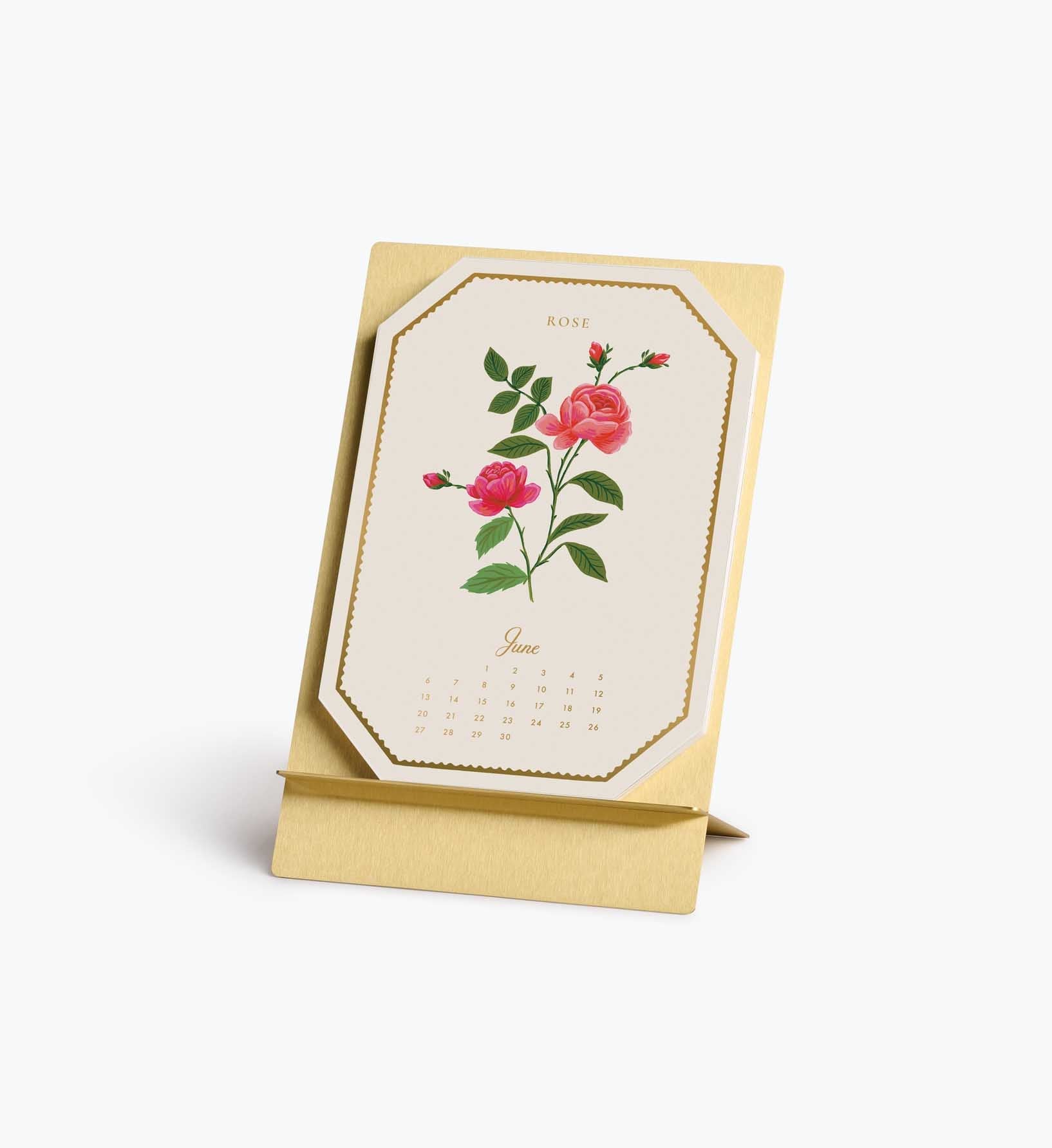 2027 Brass Easel Desk Calendar - Birth Month