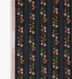 Floral Trellis Stripe Cotton Fabric - Black