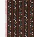 Floral Trellis Stripe Cotton Fabric - Cocoa