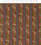 Floral Trellis Stripe Cotton Fabric - Clay