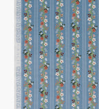 Floral Trellis Stripe Cotton Fabric - Slate