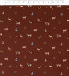 Farm Animals Cotton Fabric - Crimson