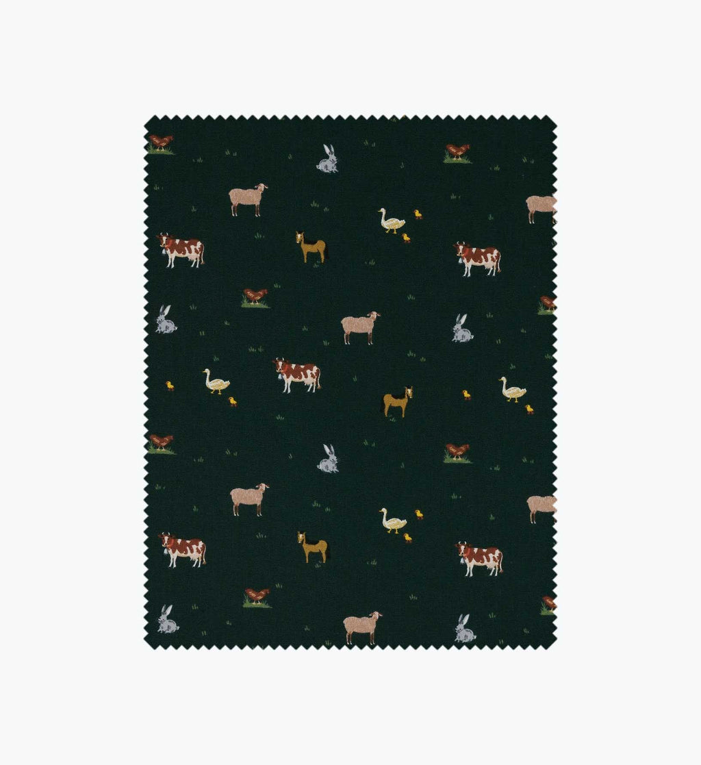 Farm Animals Cotton Fabric - Evergreen