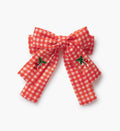 Embroidered Bow Clip - Gingham Cherries