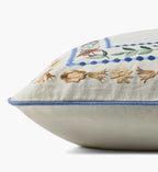 Aster Border Embroidered Pillow - Ivory
