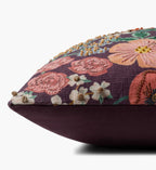 Burgundy Blossom Embroidered Pillow - Burgundy