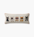 Cool Cats Embroidered Lumbar Pillow - White