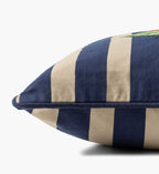 Raspberries Embroidered Pillow - Navy
