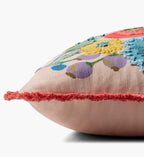 Vintage Garden Embroidered Pillow - Blush