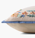 Willow Border Embroidered Pillow - Ivory