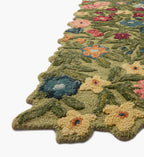 Edith Wool Hooked Rug - Green