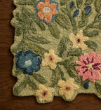 Edith Wool Hooked Rug - Green