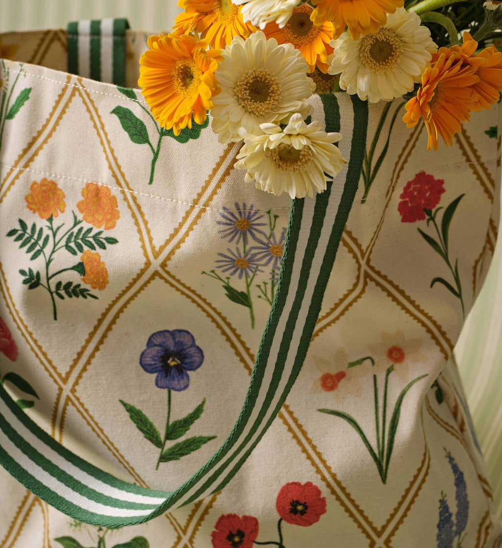 East West Canvas Tote Bag - Garden Study