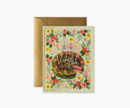 Floral Cake Birthday Card - Single Card