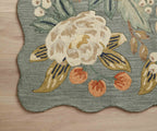 Vintage Blossoms Wool-Hooked Rug - Sage