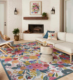 Perennial Garden Party Power Loomed Rug - Rose Multi